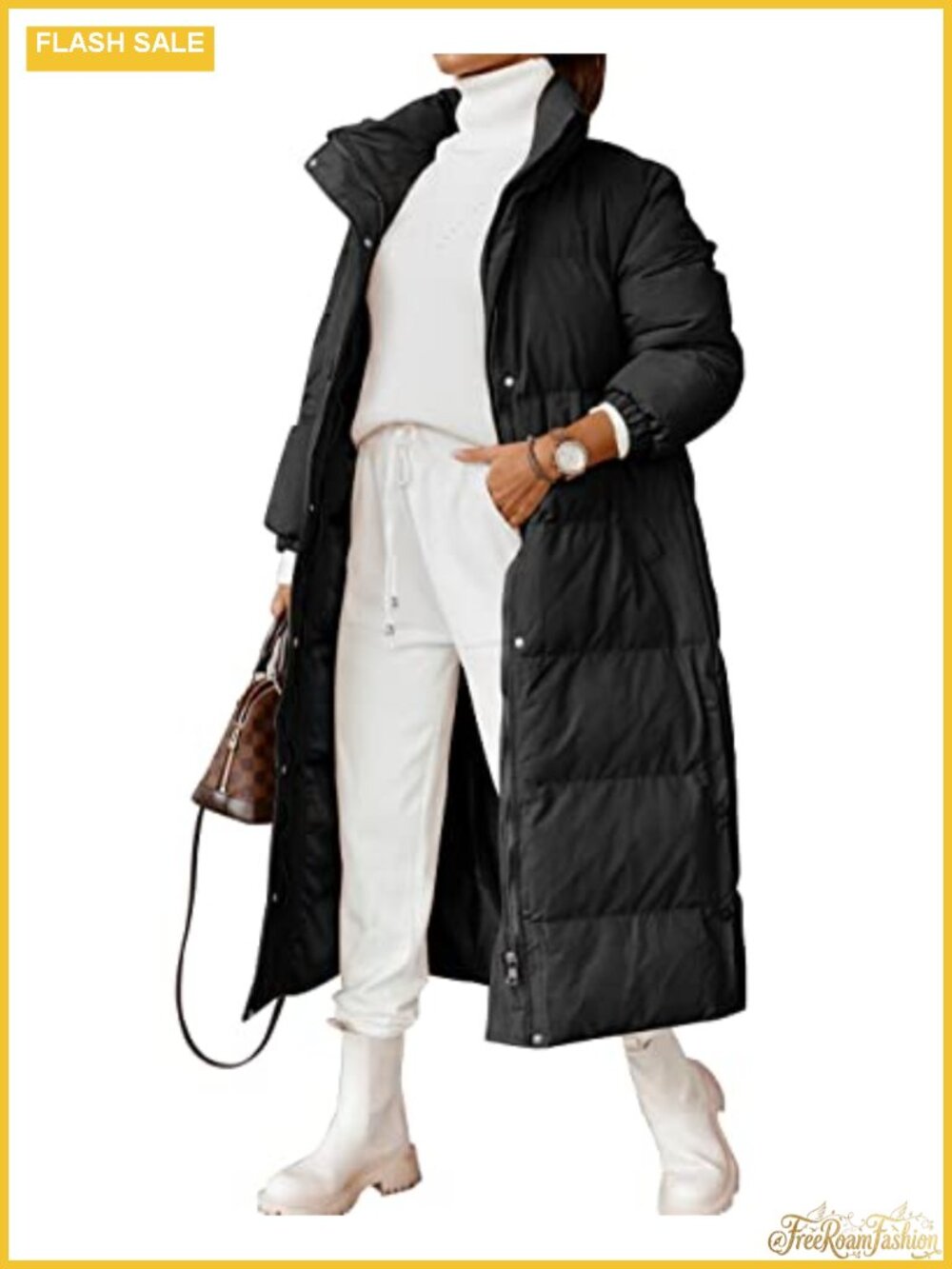Quilted Lightweight Long Puffer Coat Thickened Winter Zip Up Baggy Down Jacket